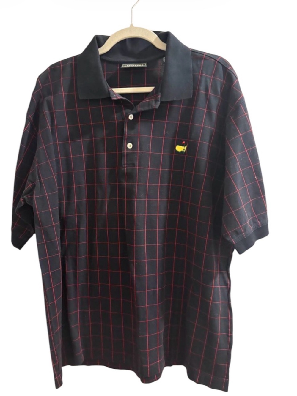 Masters Collection Golf Polo XL Navy  Red Windowpane Plaid